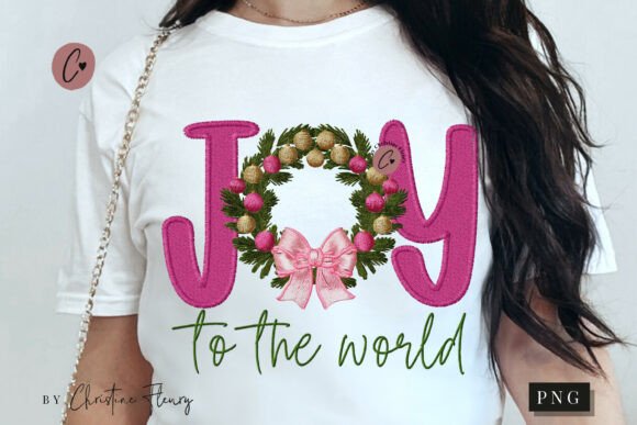 Faux Embroidery Joy the the World PNG