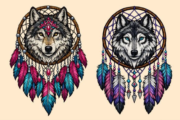 Mandala Wolf Face Head Embroidery PNG