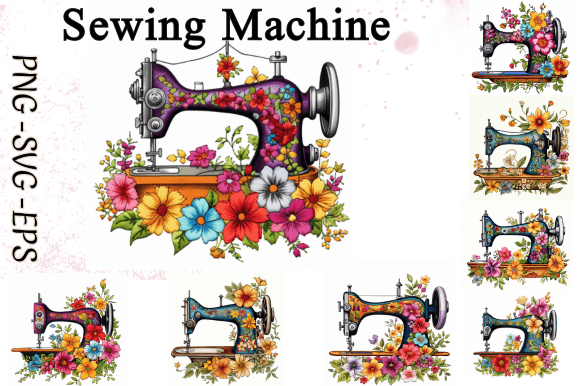 Sewing Machine Embroidery Watercolor